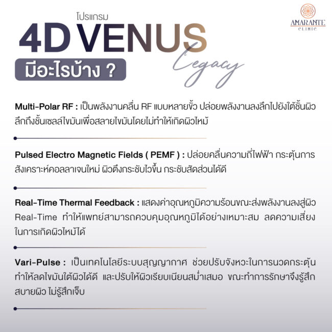 เทคโนโลยี 4D Venus Legacy มีอะไรบ้าง