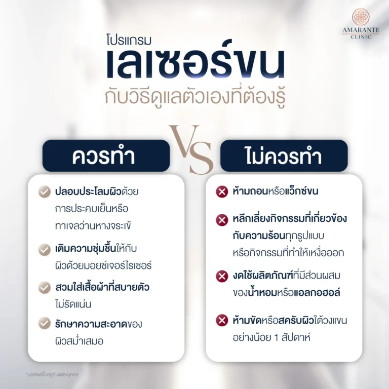 การดูแลตัวเองและ ข้อห้ามหลังเลเซอร์รักแร้